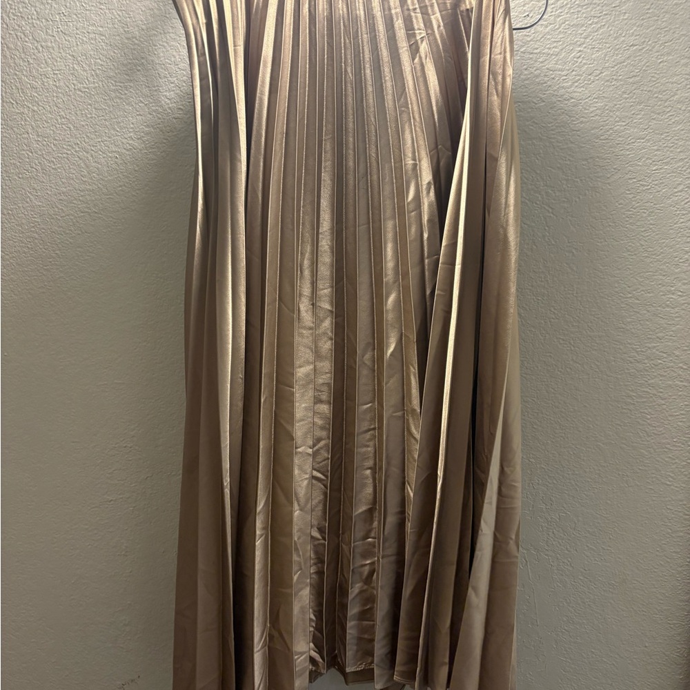 Zara Gold Midi A-Line Skirt